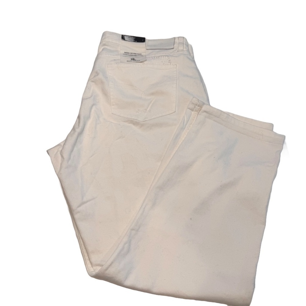 Lauren Ralph Lauren Women's White Eyelet Jeans Relaxed Taper Size 14 NWT $195